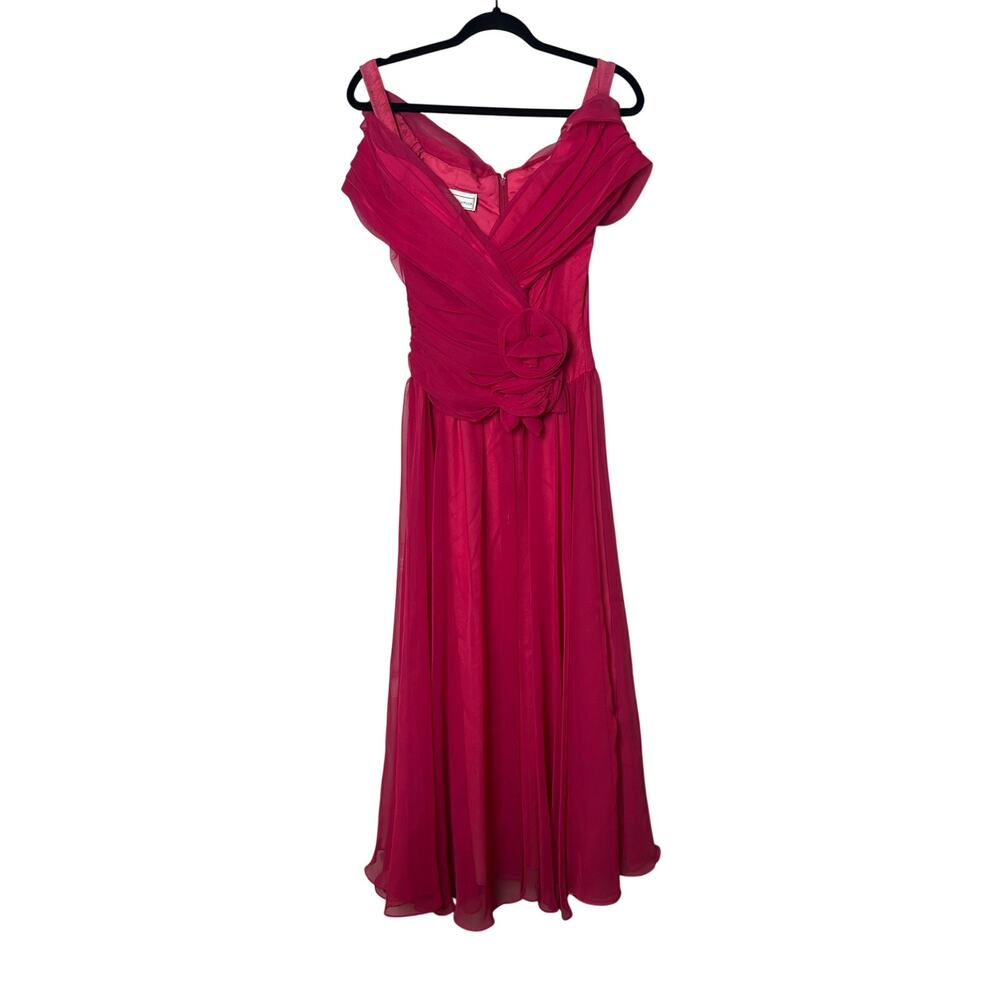 scott mcclintock magenta off shoulder 80s cocktail dress made in usa size 4